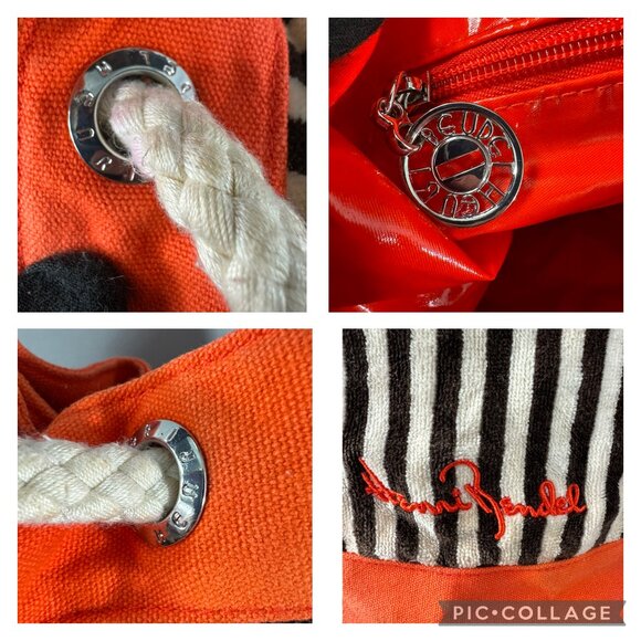 Henri Bender Terry Beach Backpack Brown Orange Stripes Waterproof Lined main image 12